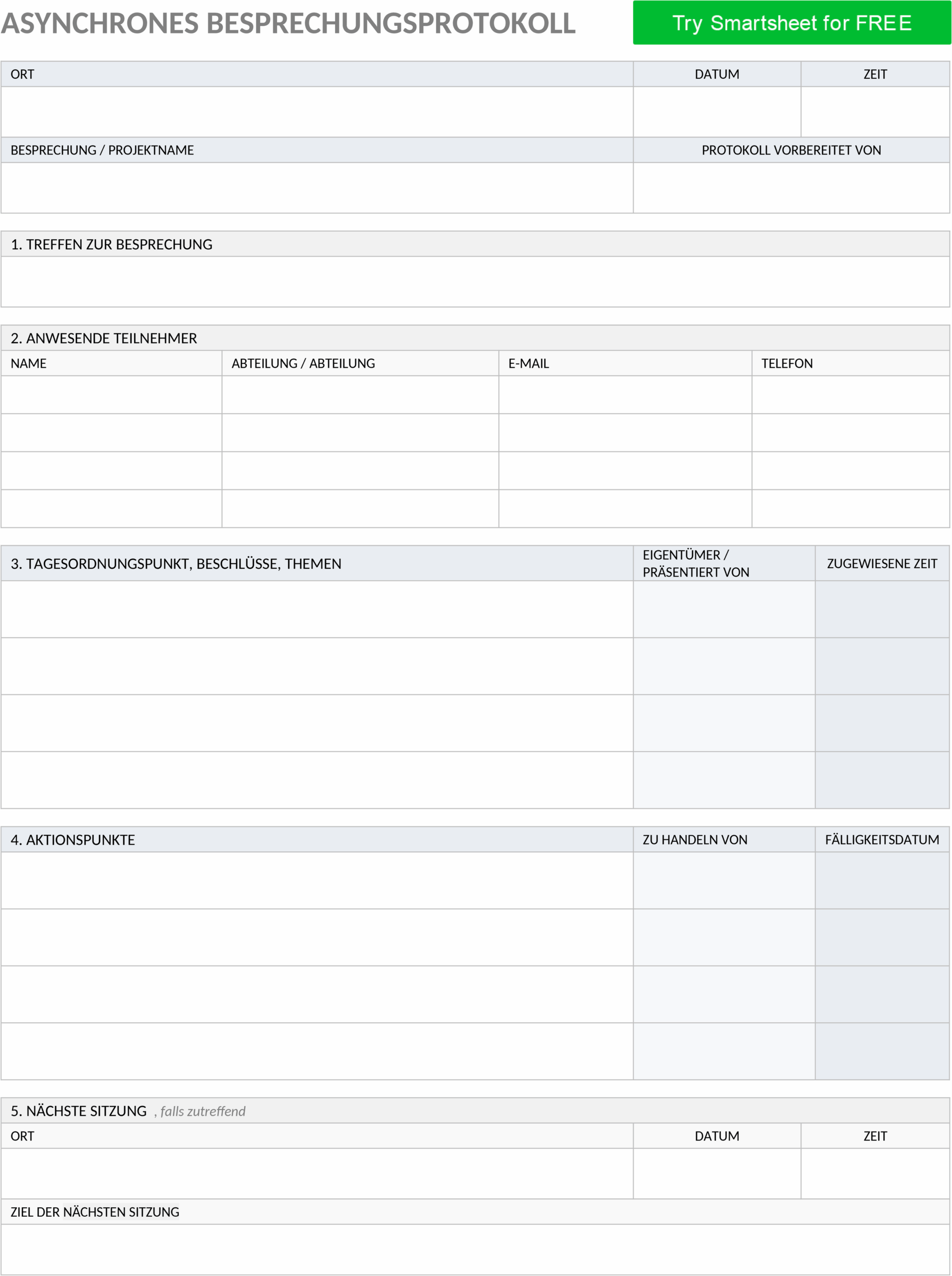 Asynchrones Besprechungsprotokoll im Word-Format