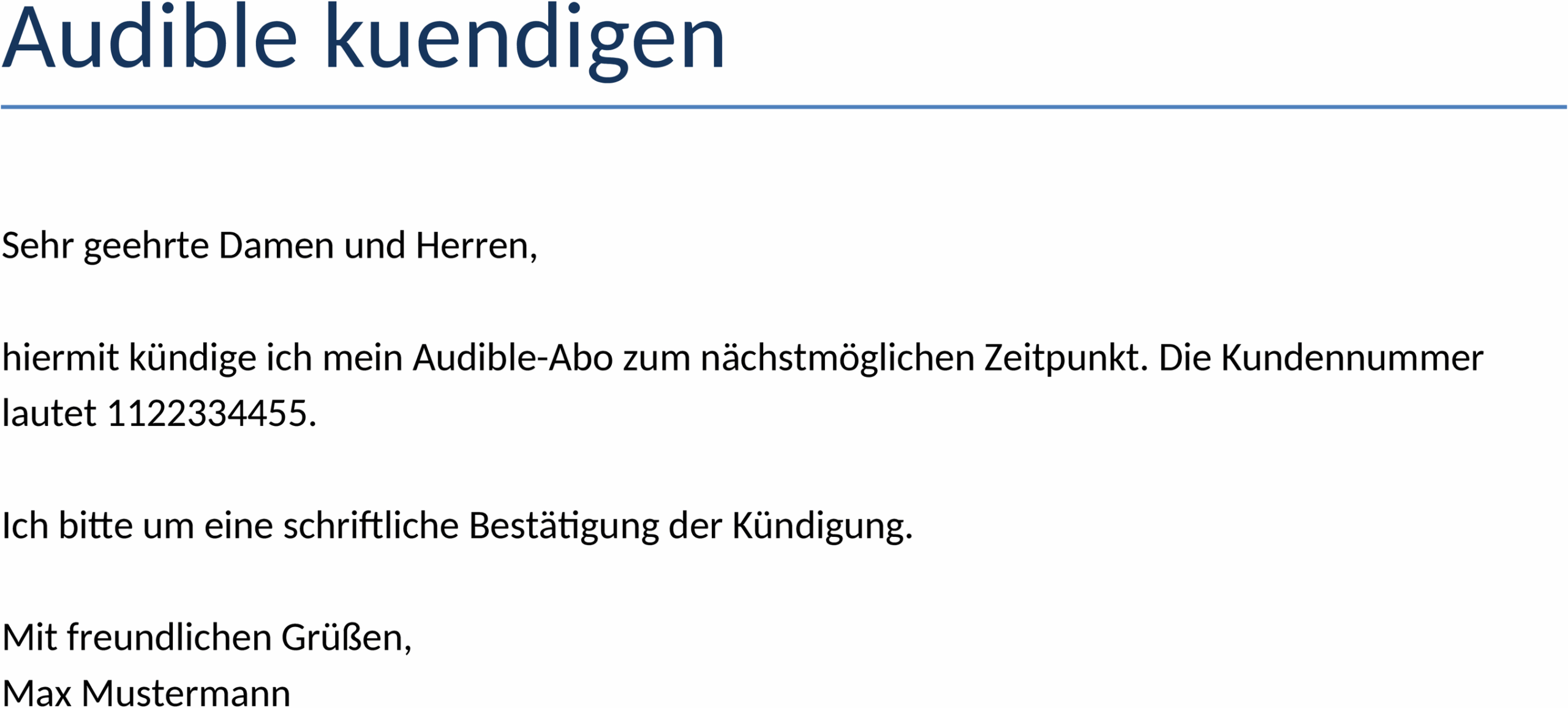 Audible Kündigung Word-Dokument