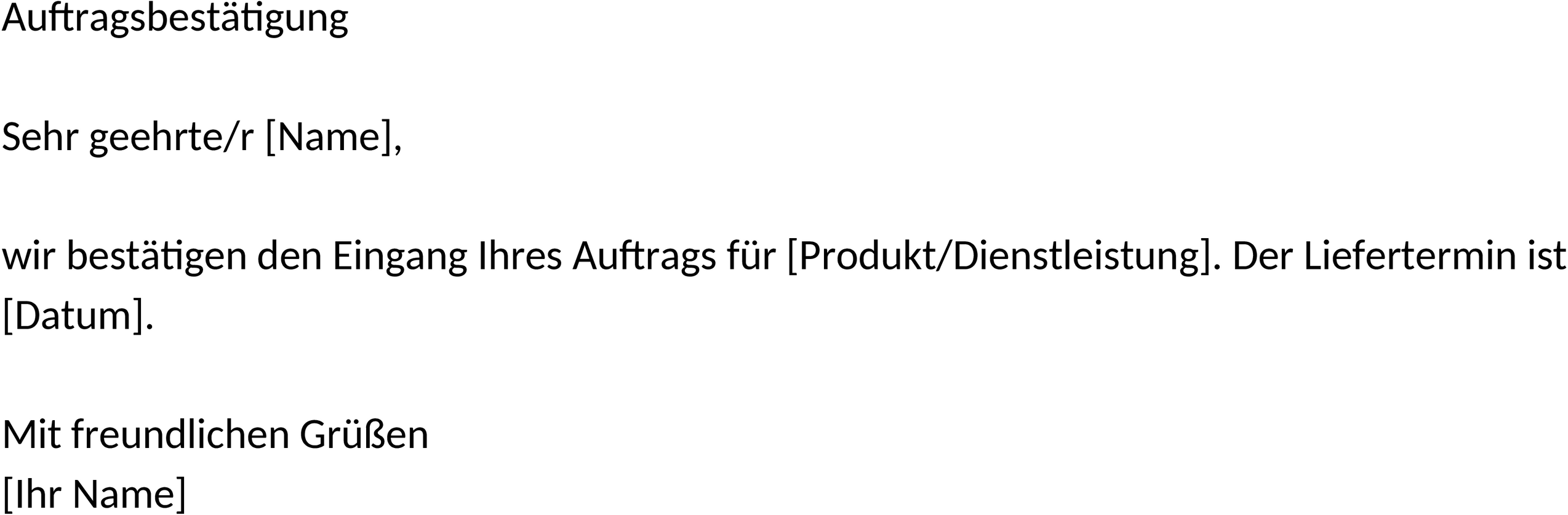 Auftragsbestaetigung Word-Vorlage