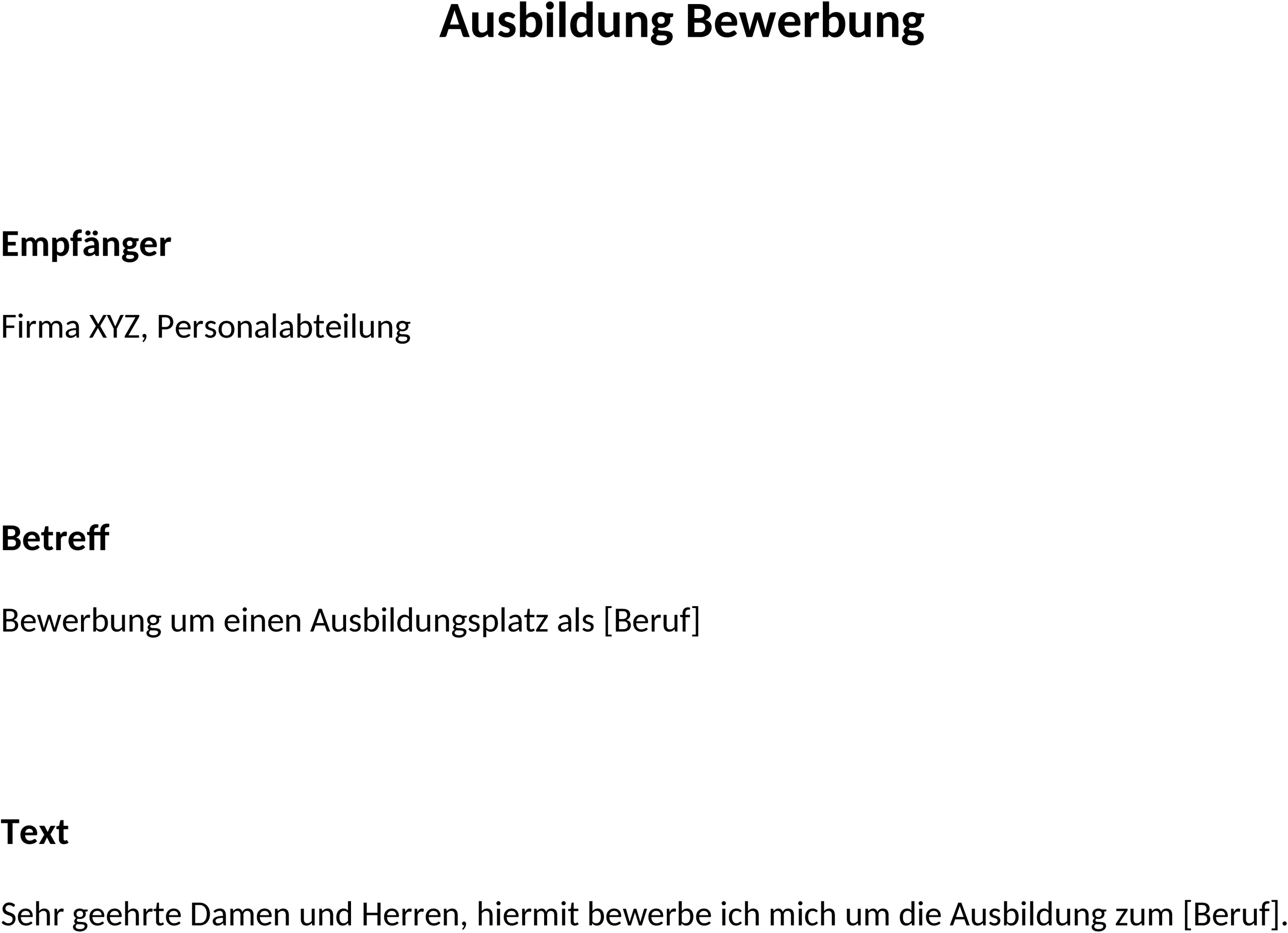 Word-Vorlage Ausbildung Bewerbung
