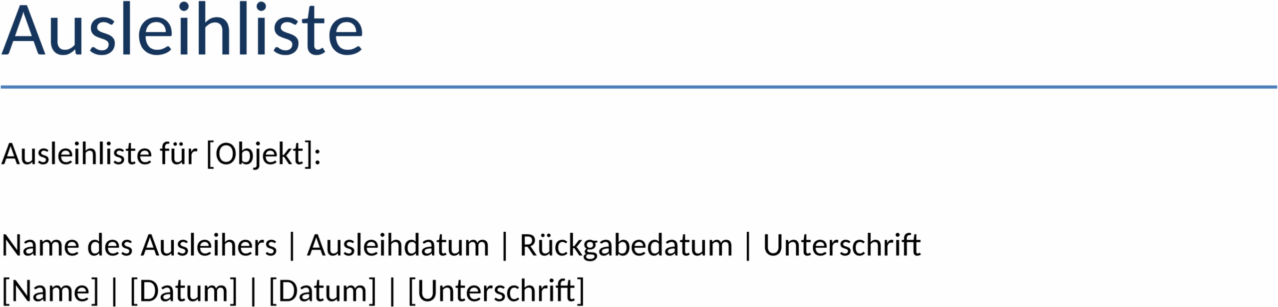 Ausleihliste Word Vorlage