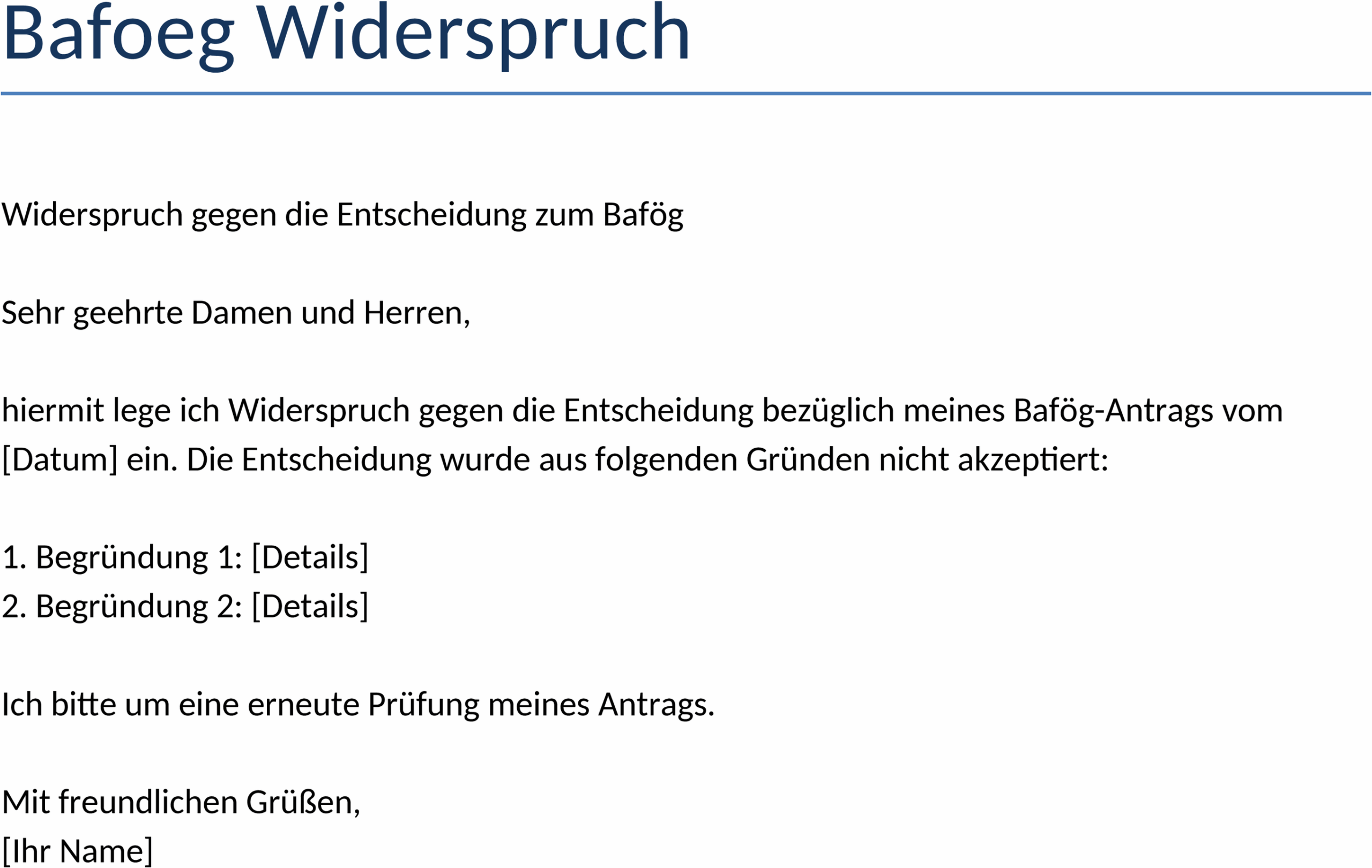 BAföG Widerspruchs-Word-Vorlage