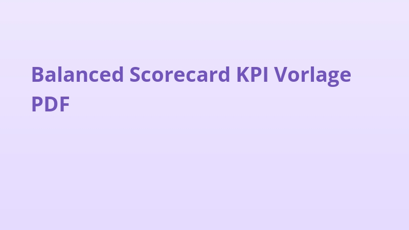 Balanced Scorecard KPI Vorlage PDF