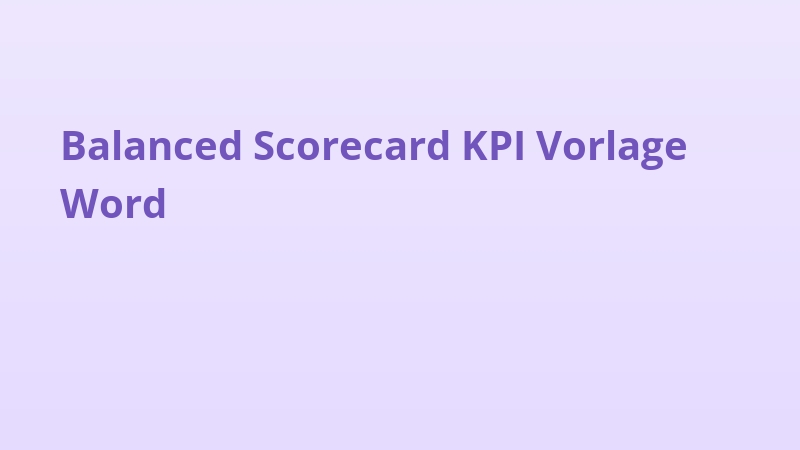 Balanced Scorecard KPI Vorlage Word
