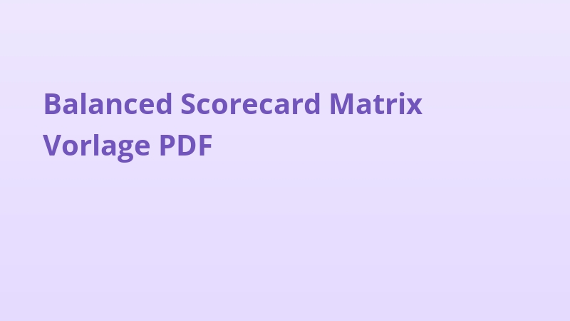 Balanced Scorecard Matrix Vorlage PDF