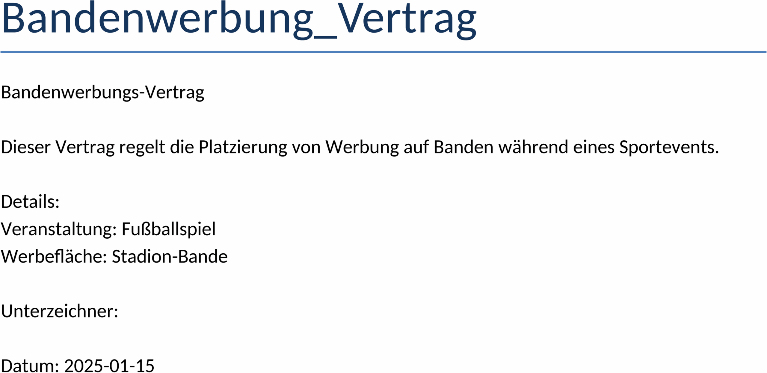 Bandenwerbung Vertrag als Word-Dokument