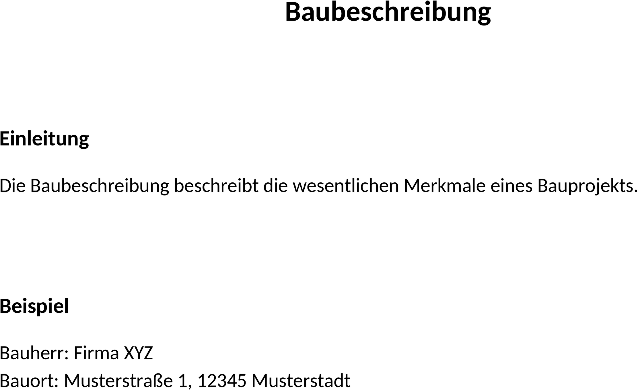 Baubeschreibung im Word-Format