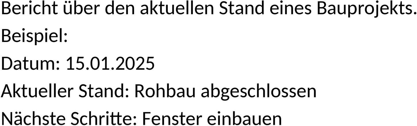 Bautenstandsbericht Word Vorlage