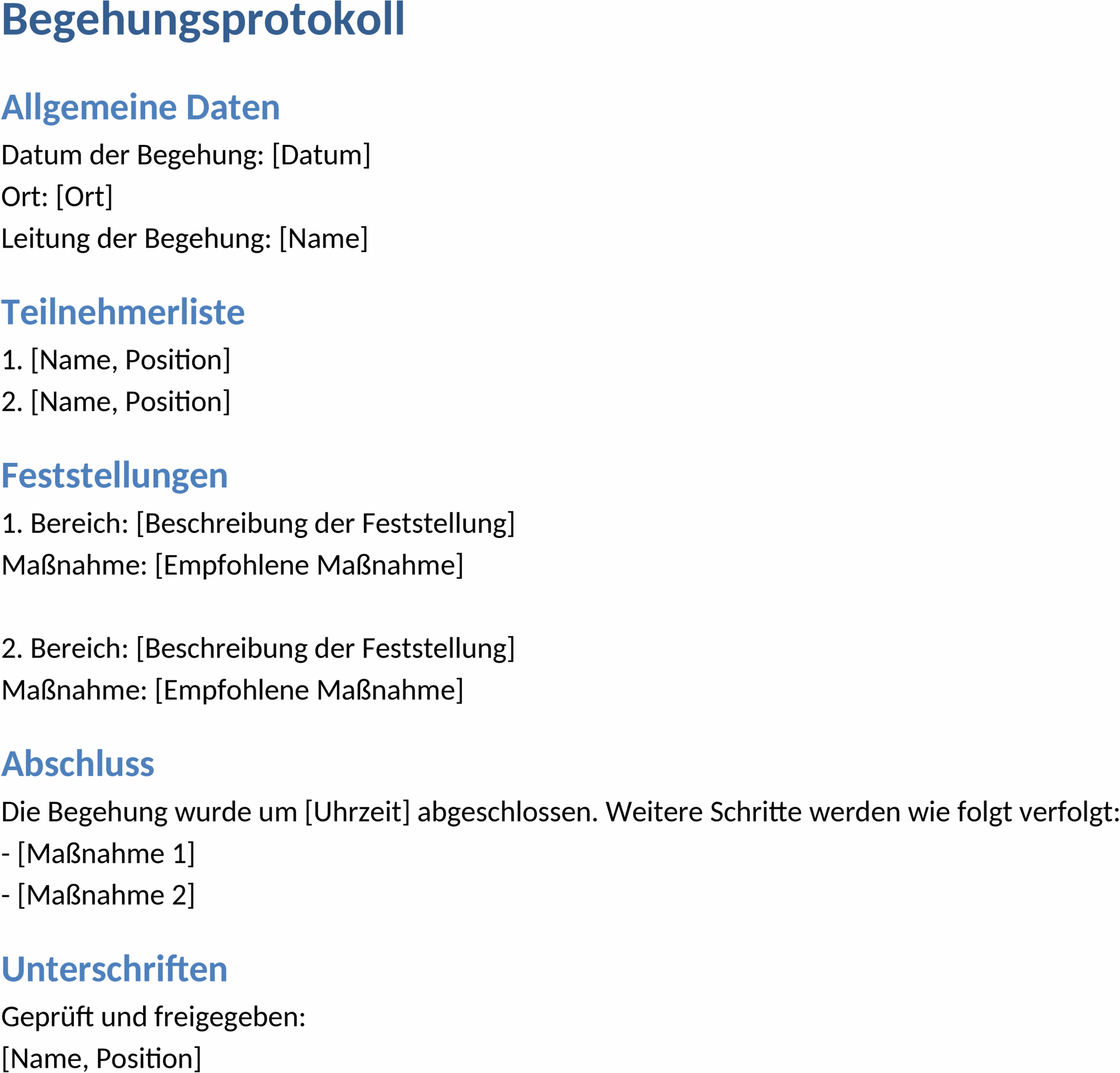 Begehungsprotokoll im Word-Format