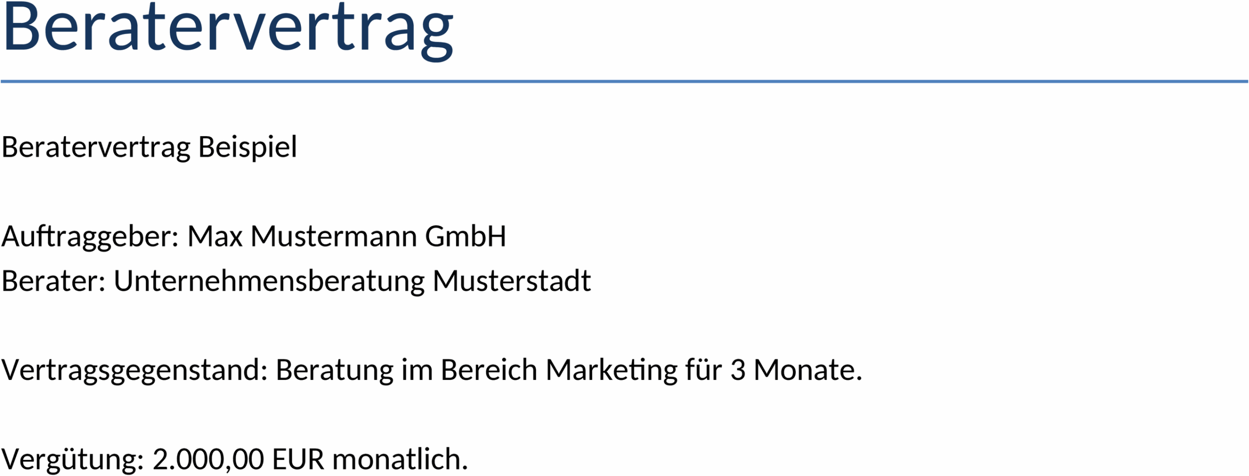 Beratervertrag Word-Dokument