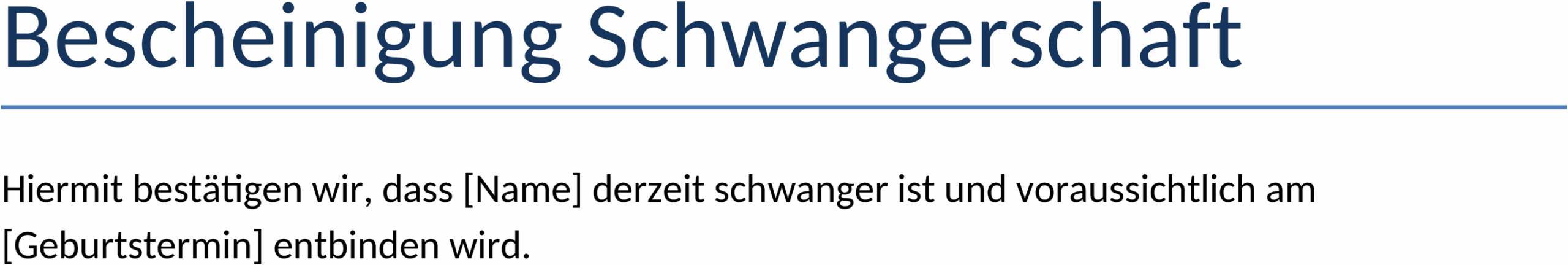Bescheinigung über Schwangerschaft im Word-Format