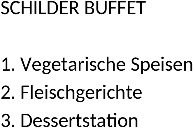 Beschilderung für Buffet Word-Dokument