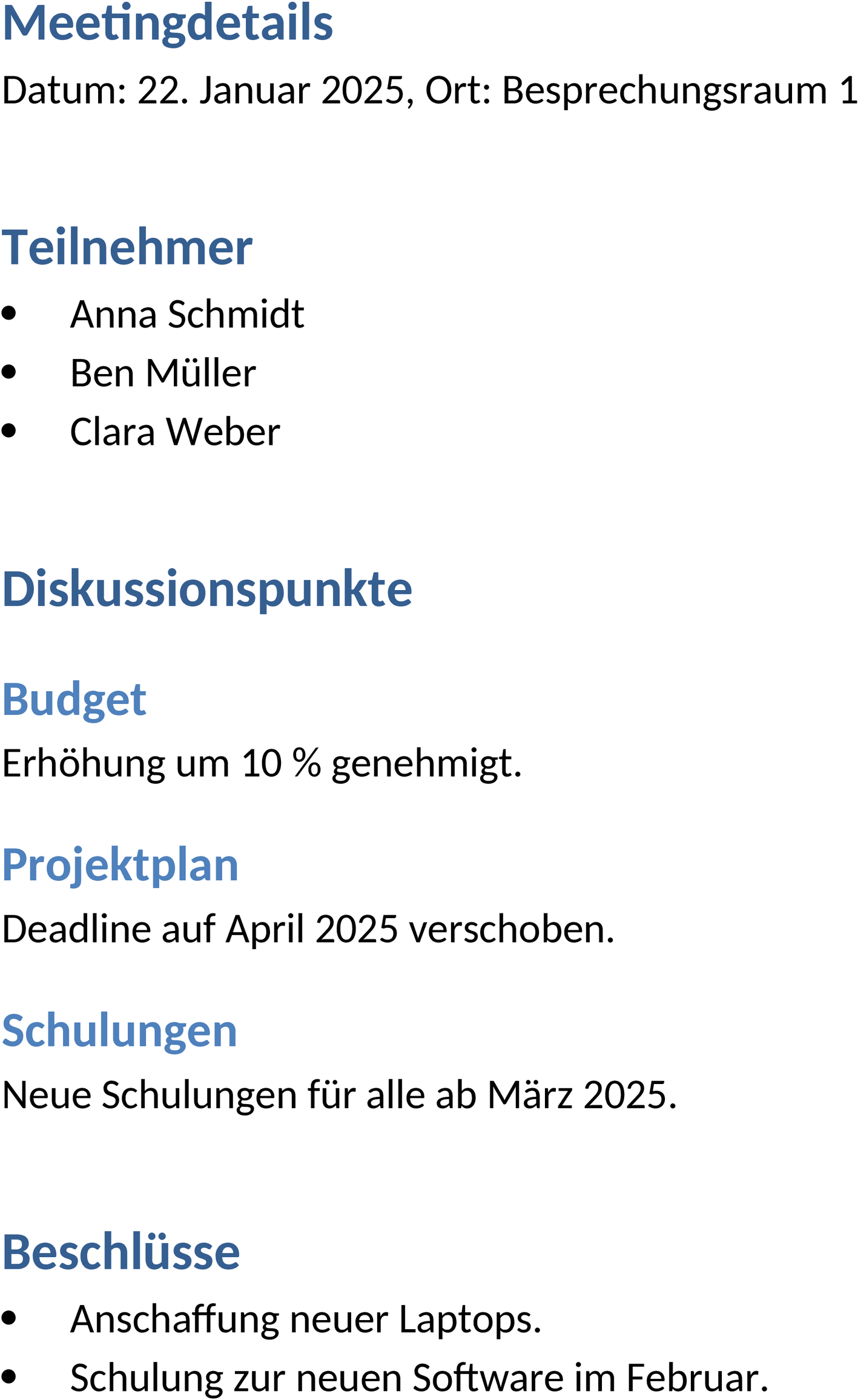 Besprechungsprotokoll Word-Vorlage für effiziente Meetings