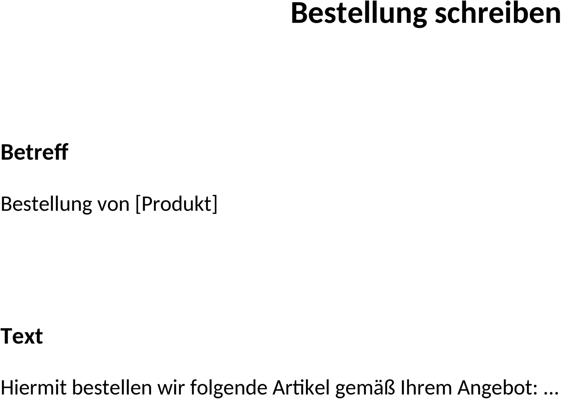 Bestellung Schreiben Word-Vorlage