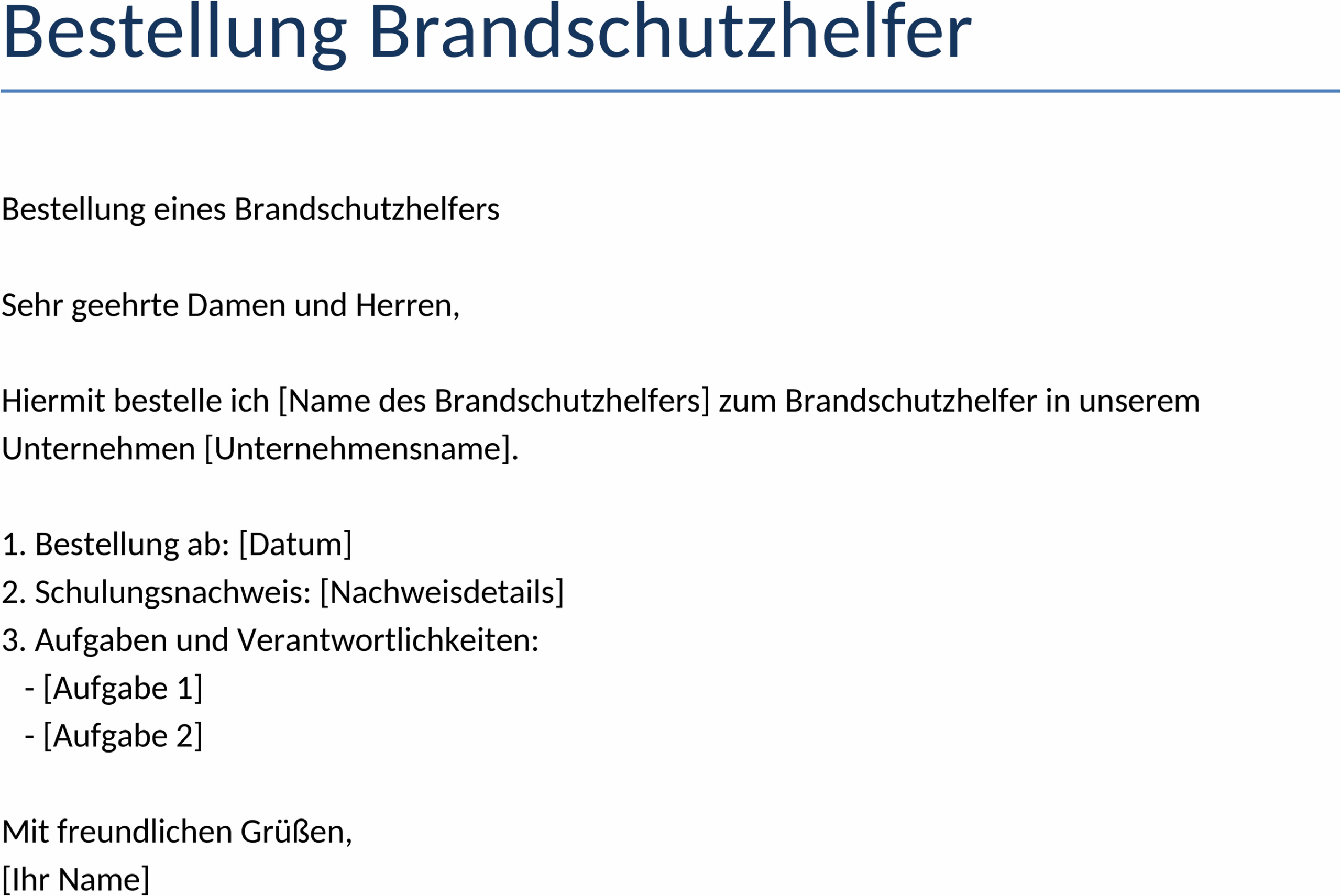Bestellvorlage Brandschutzhelfer