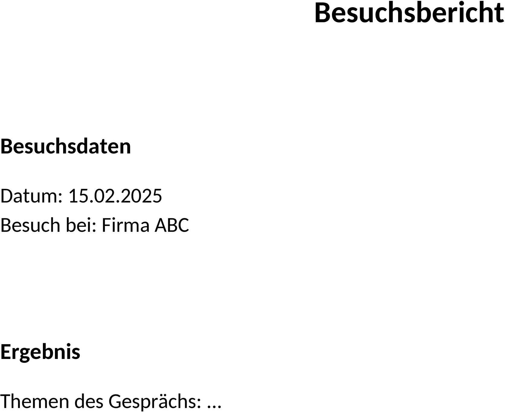 Besuchsbericht Word-Dokument