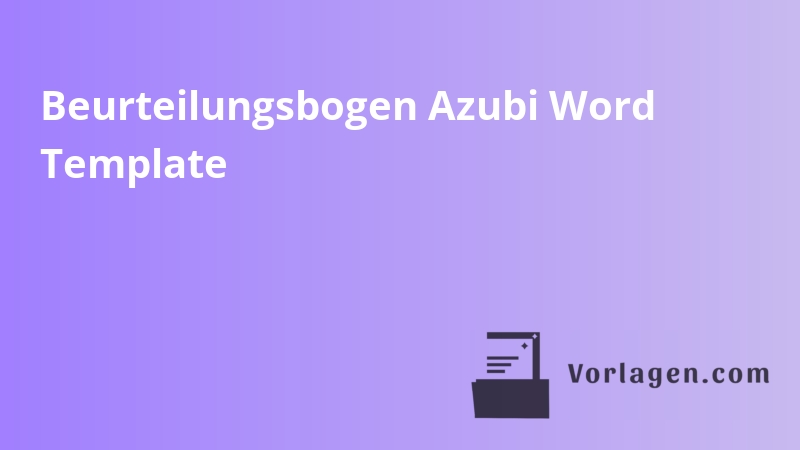 Beurteilungsbogen Azubi Word Template