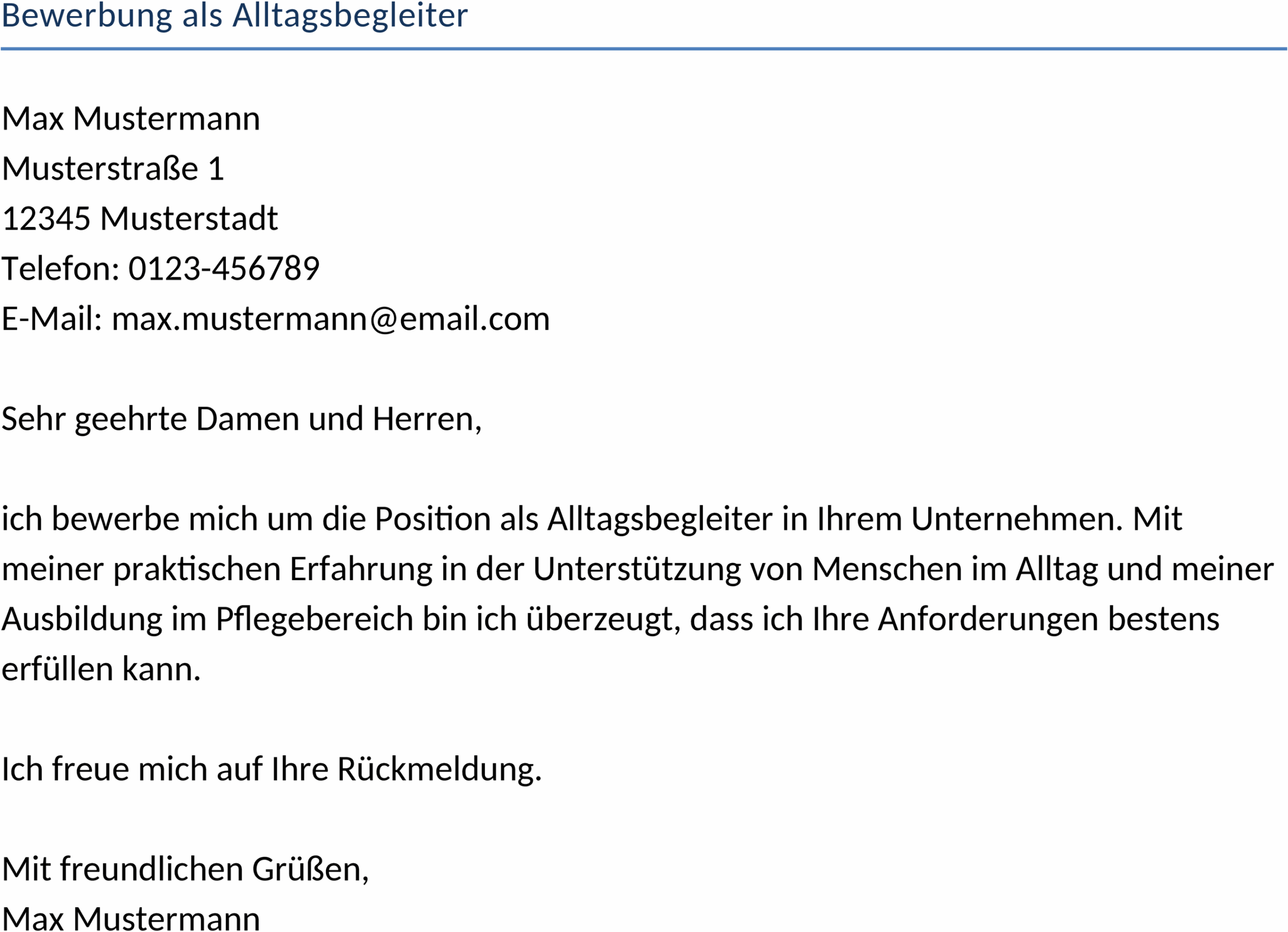 Word-Vorlage Bewerbungsschreiben als Alltagsbegleiter