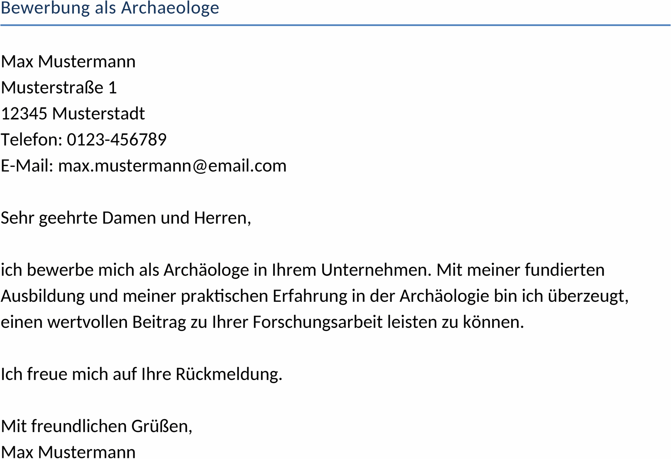 Word-Vorlage Bewerbung als Archäologe