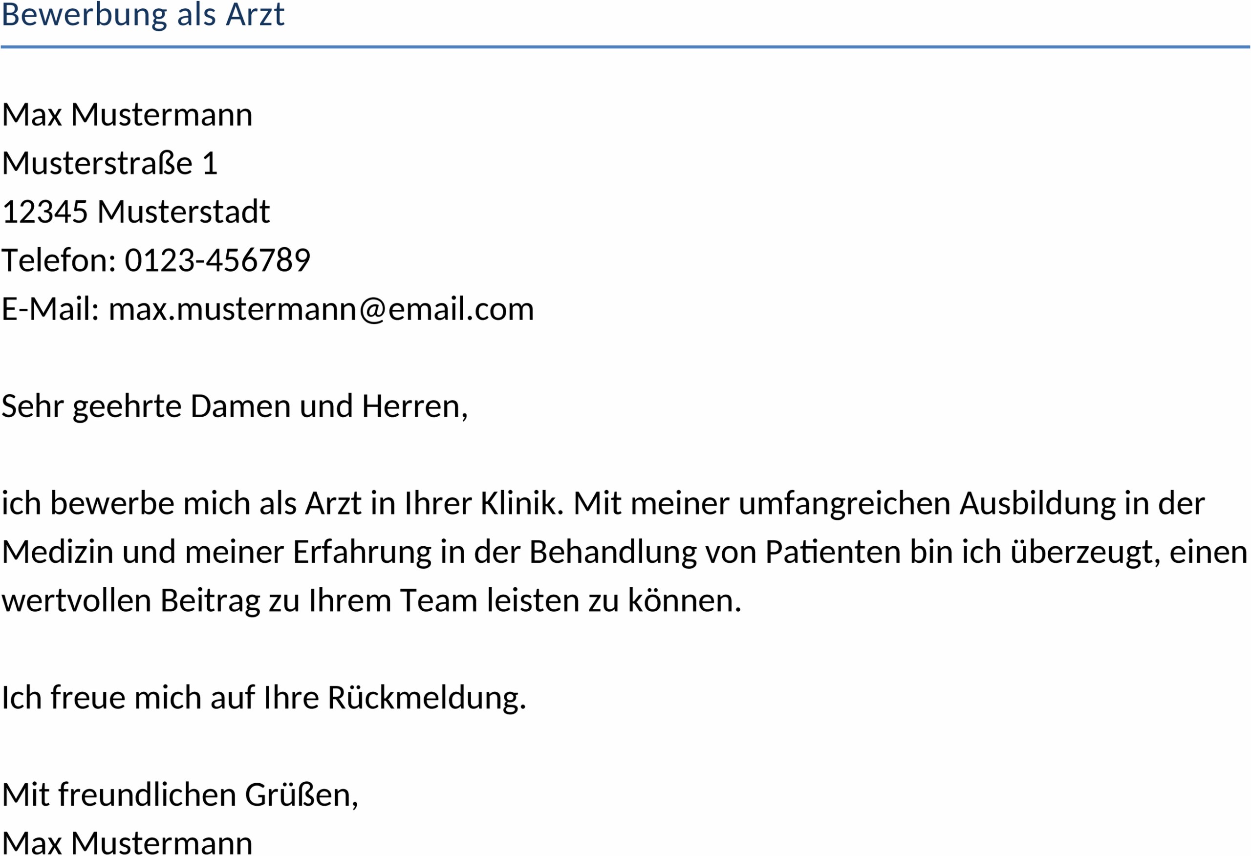 Word Vorlage Bewerbung als Arzt