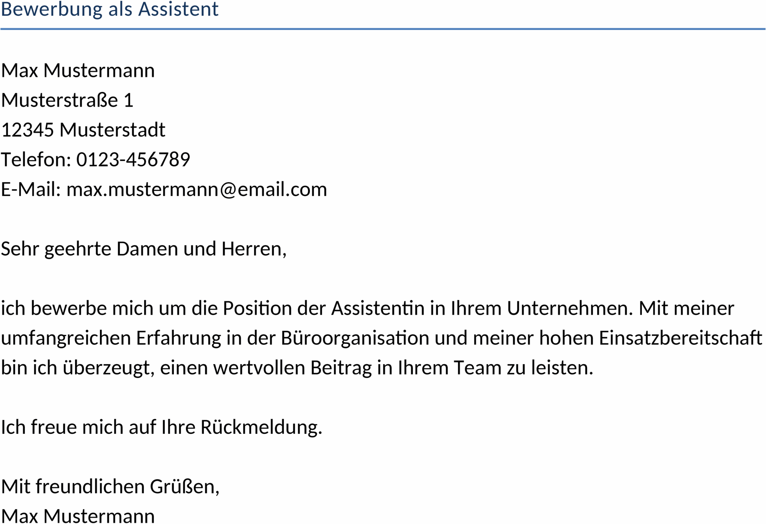 Bewerbungsvorlage als Word-Dokument