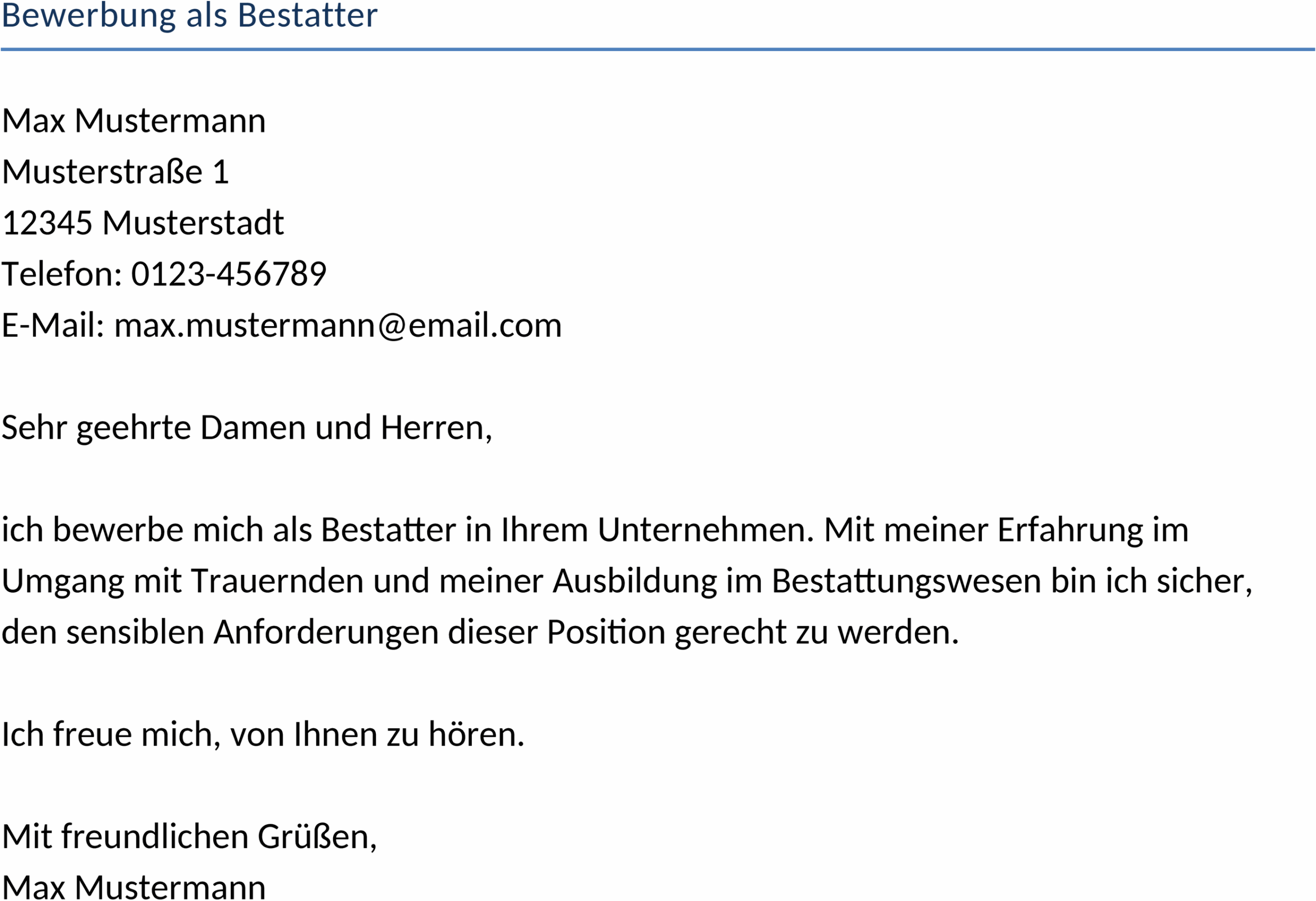 Bewerbungsvorlage Bestatter Word-Datei