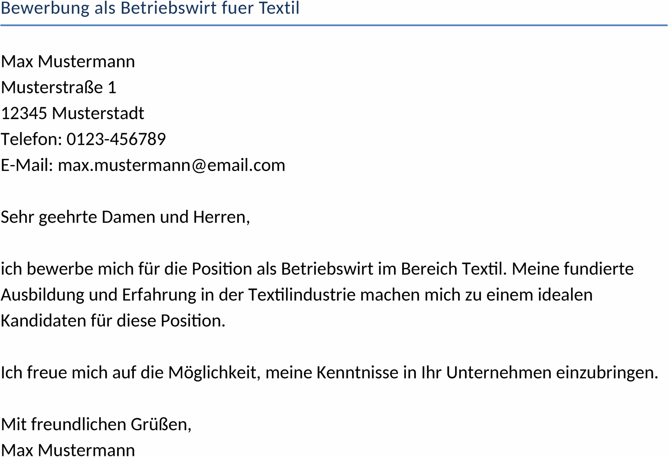 Word-Vorlage Betriebswirt Bewerbung