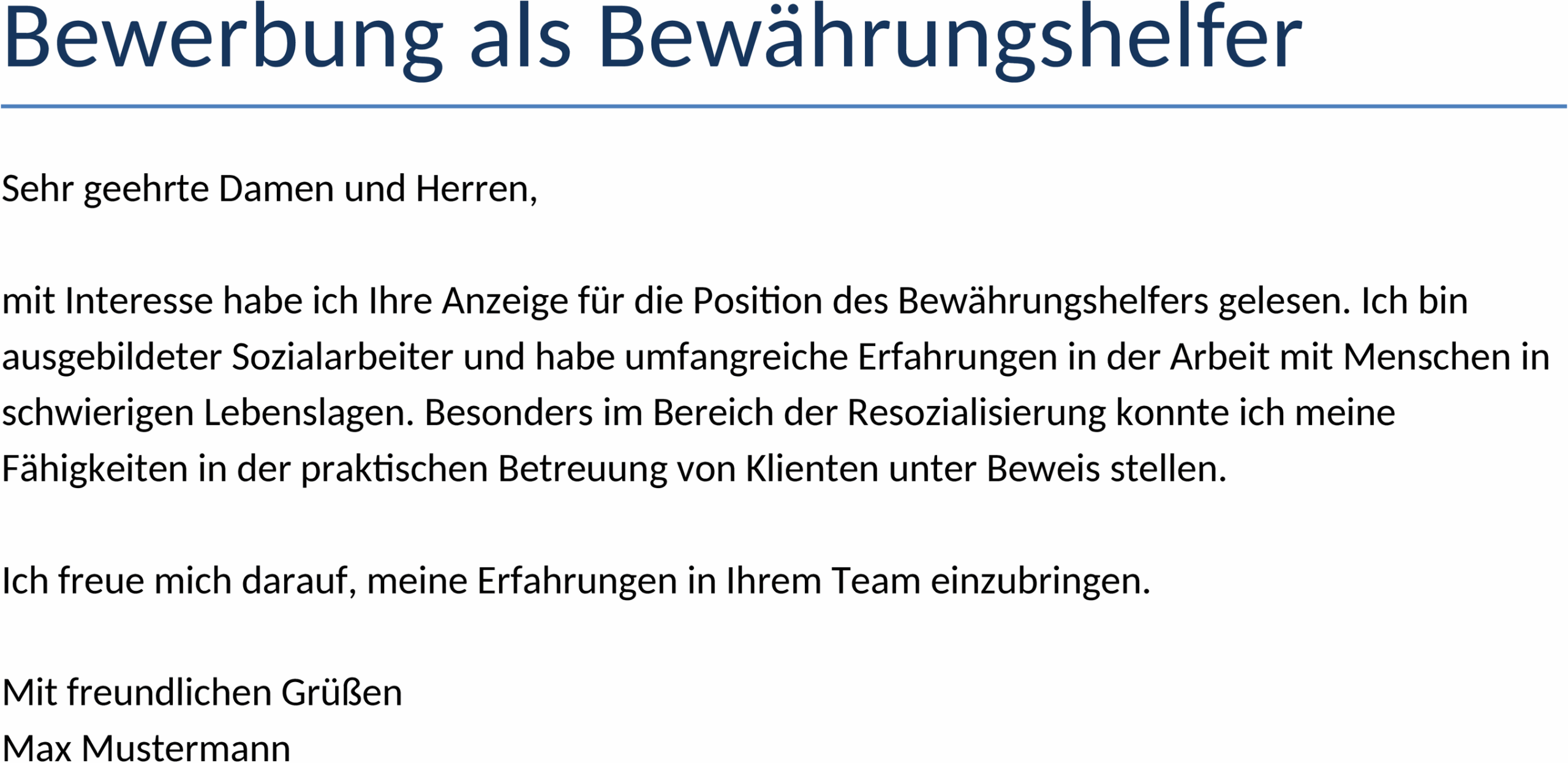 Bewerbung als Bewährungshelfer Word-Dokument