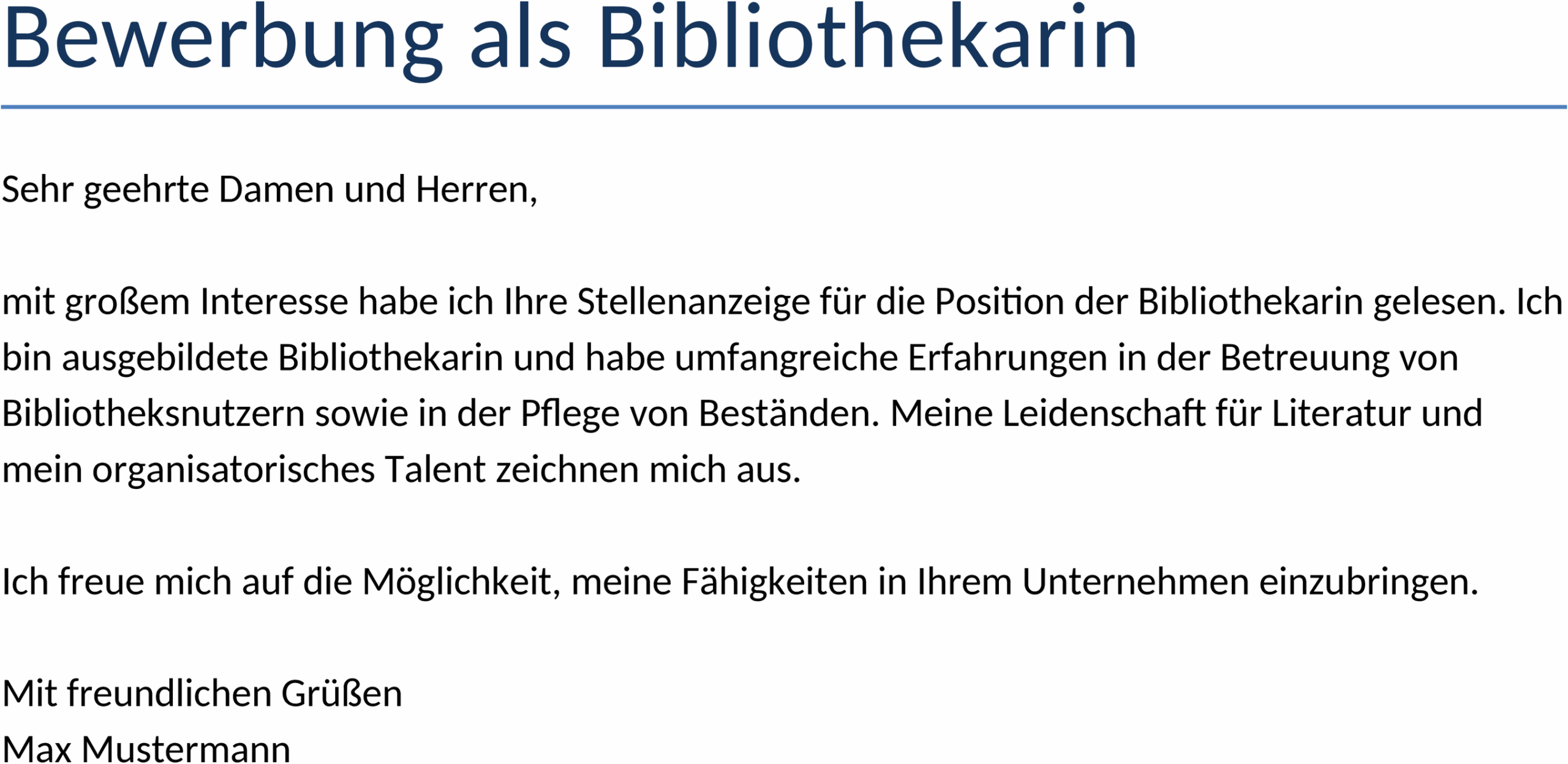 Bewerbungsvorlage Bibliothekarin Word
