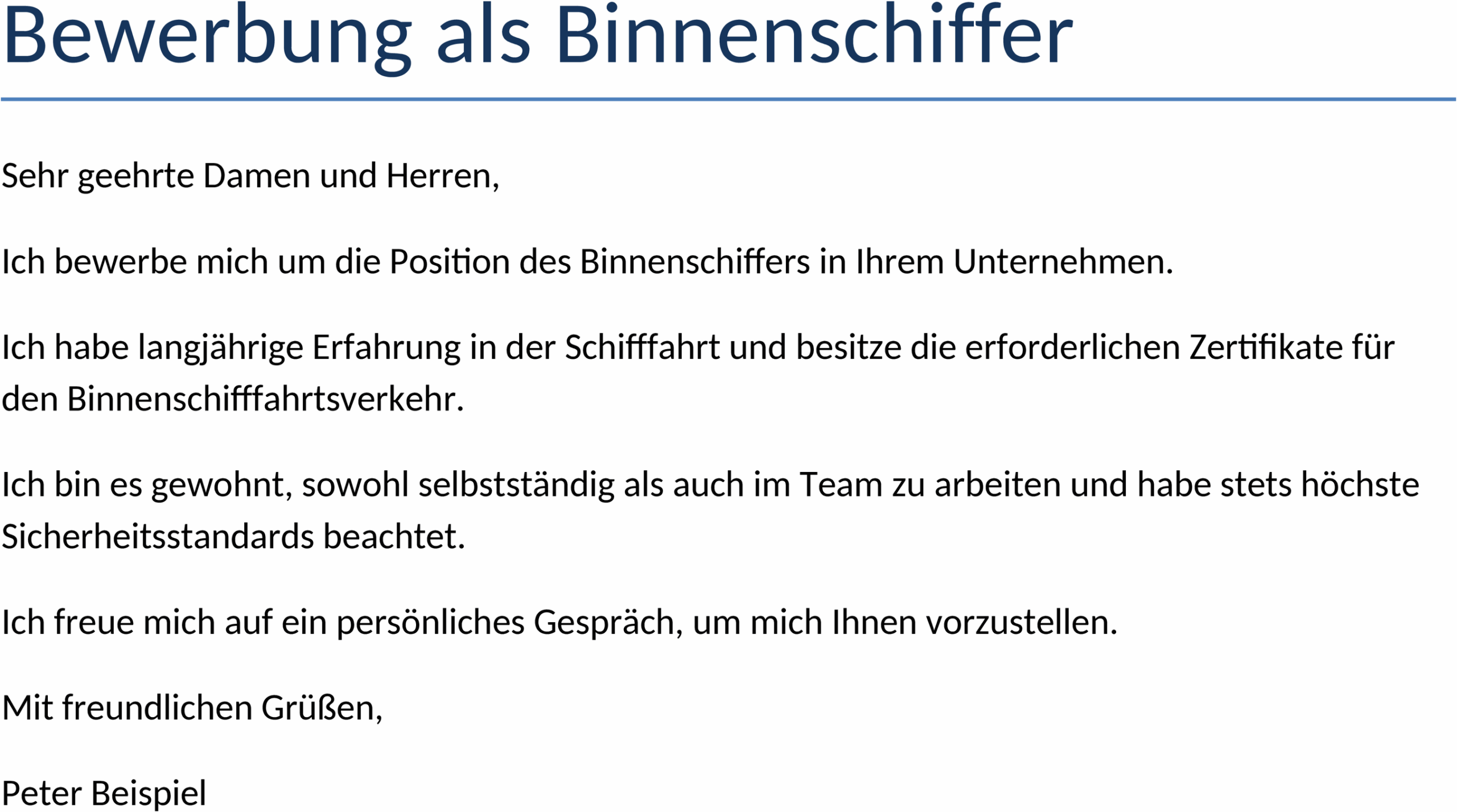 Bewerbungsvorlage als Binnenschiffer im DOCX-Format