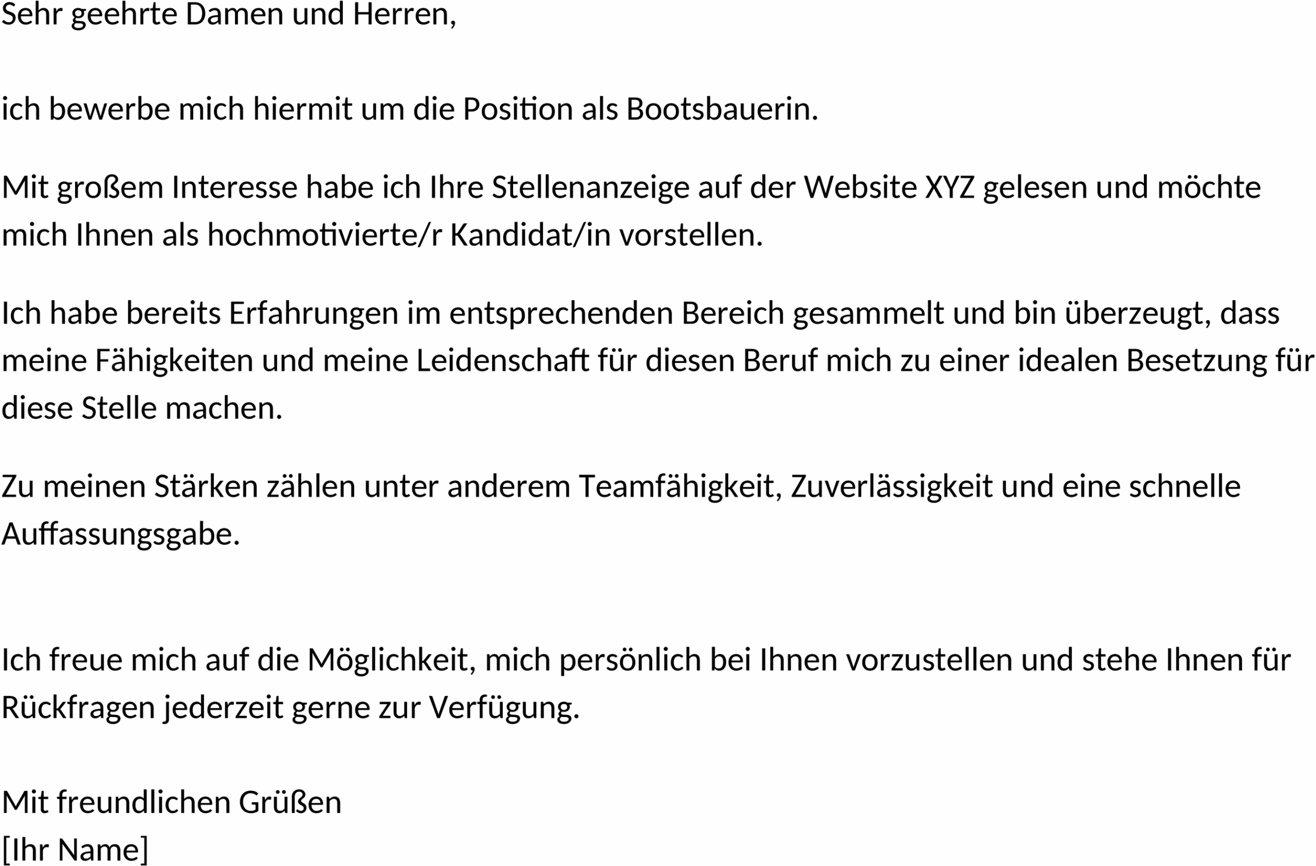 Word-Vorlage Bewerbung als Bootsbauer