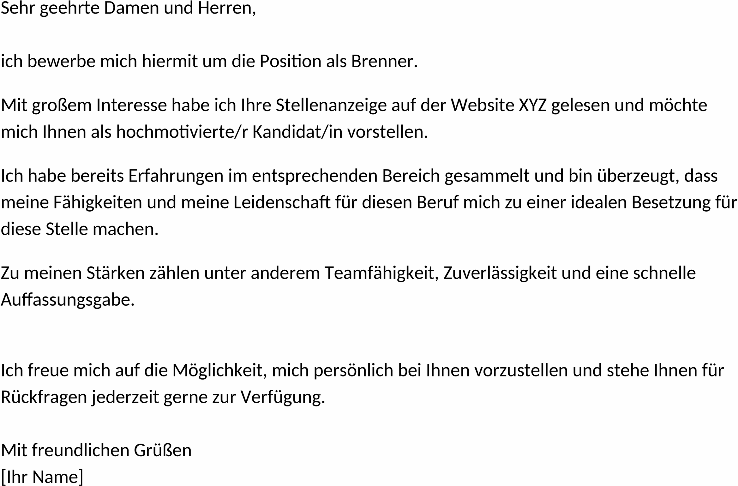 Bewerbungsvorlage als Brenner im DOCX-Format