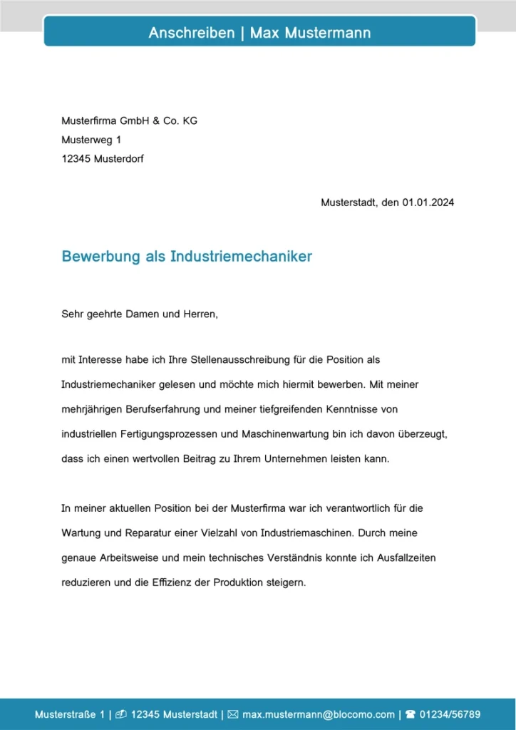 bewerbung-als-industriemechaniker-vorlage