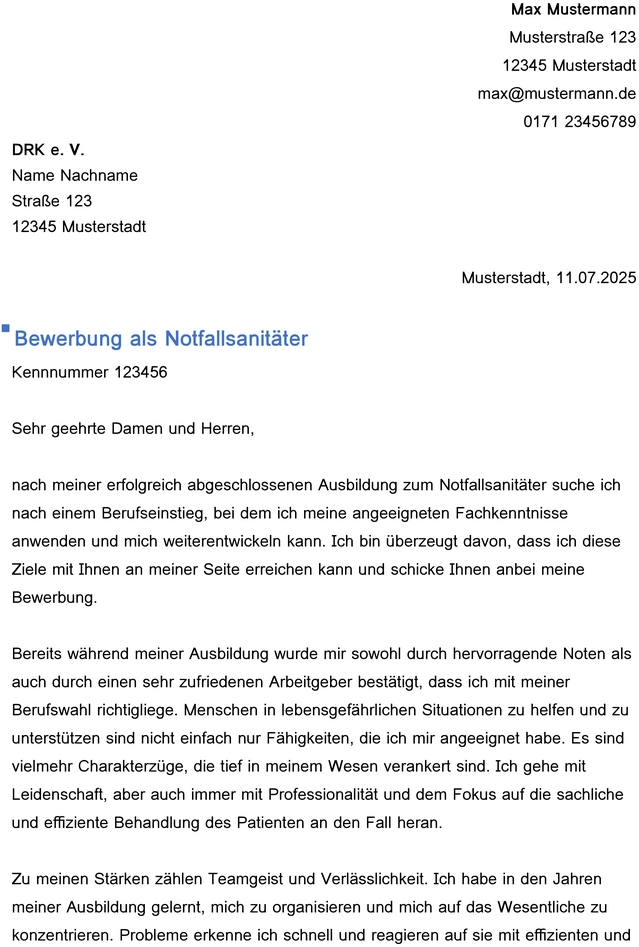 bewerbung-als-notfallsanitaeter-fuer-berufseinstieg