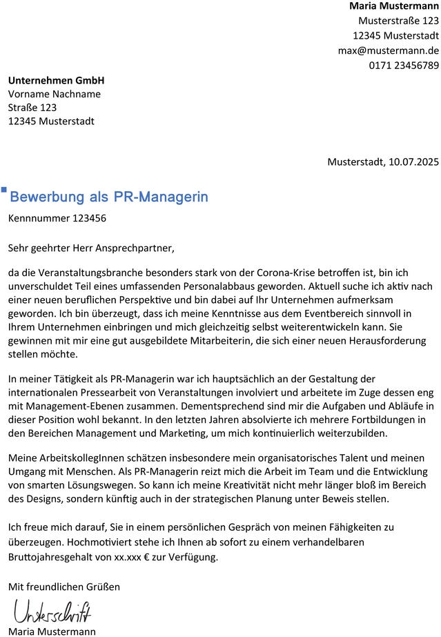 bewerbung-als-pr-managerin-auf-einen-blick