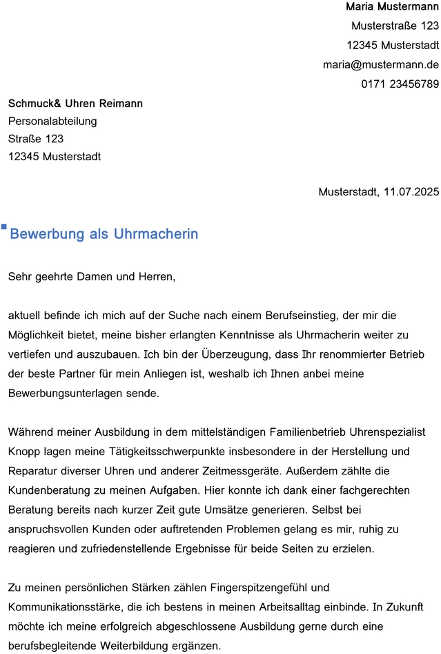 bewerbung-als-uhrmacherin-berufseinstieg