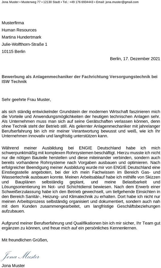 bewerbung-anlagenmechaniker-vorlage