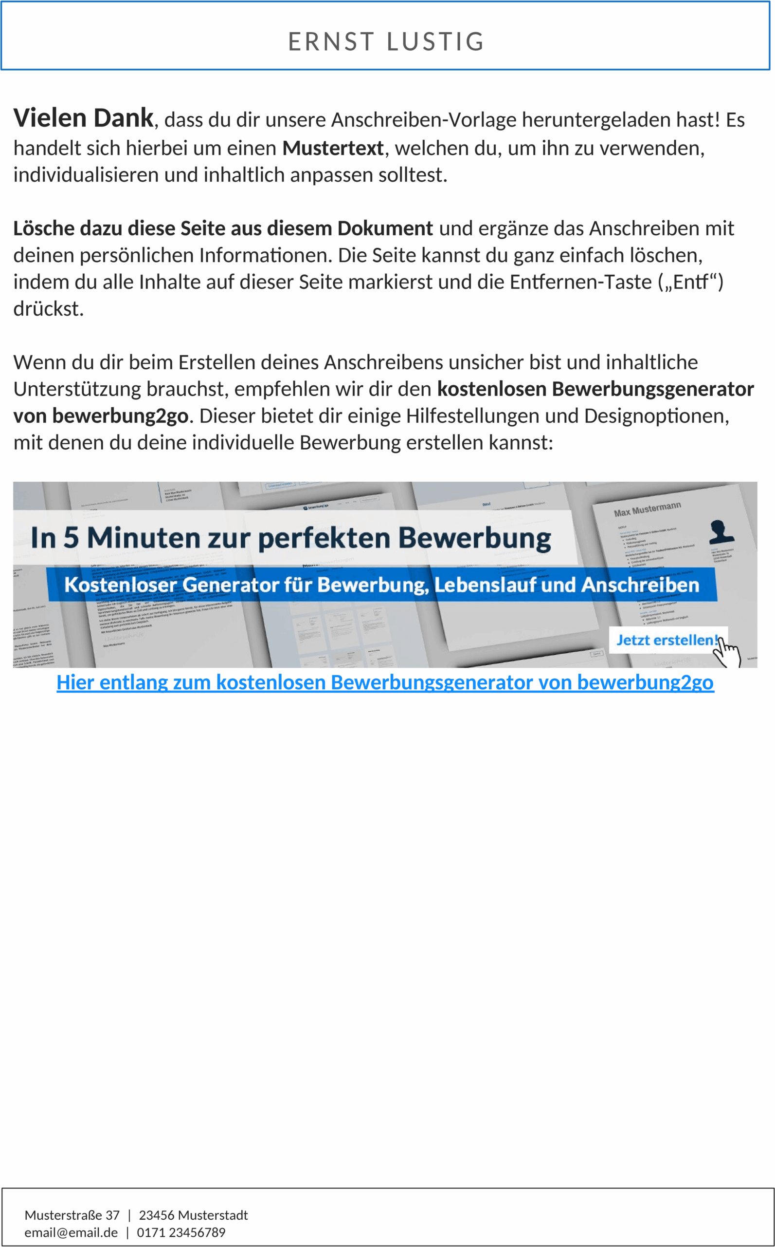 Bewerbung Word Vorlage Schule