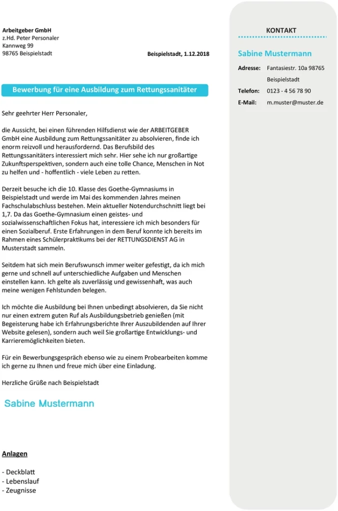 bewerbung-ausbildung-rettungsanitaeter-vorlage