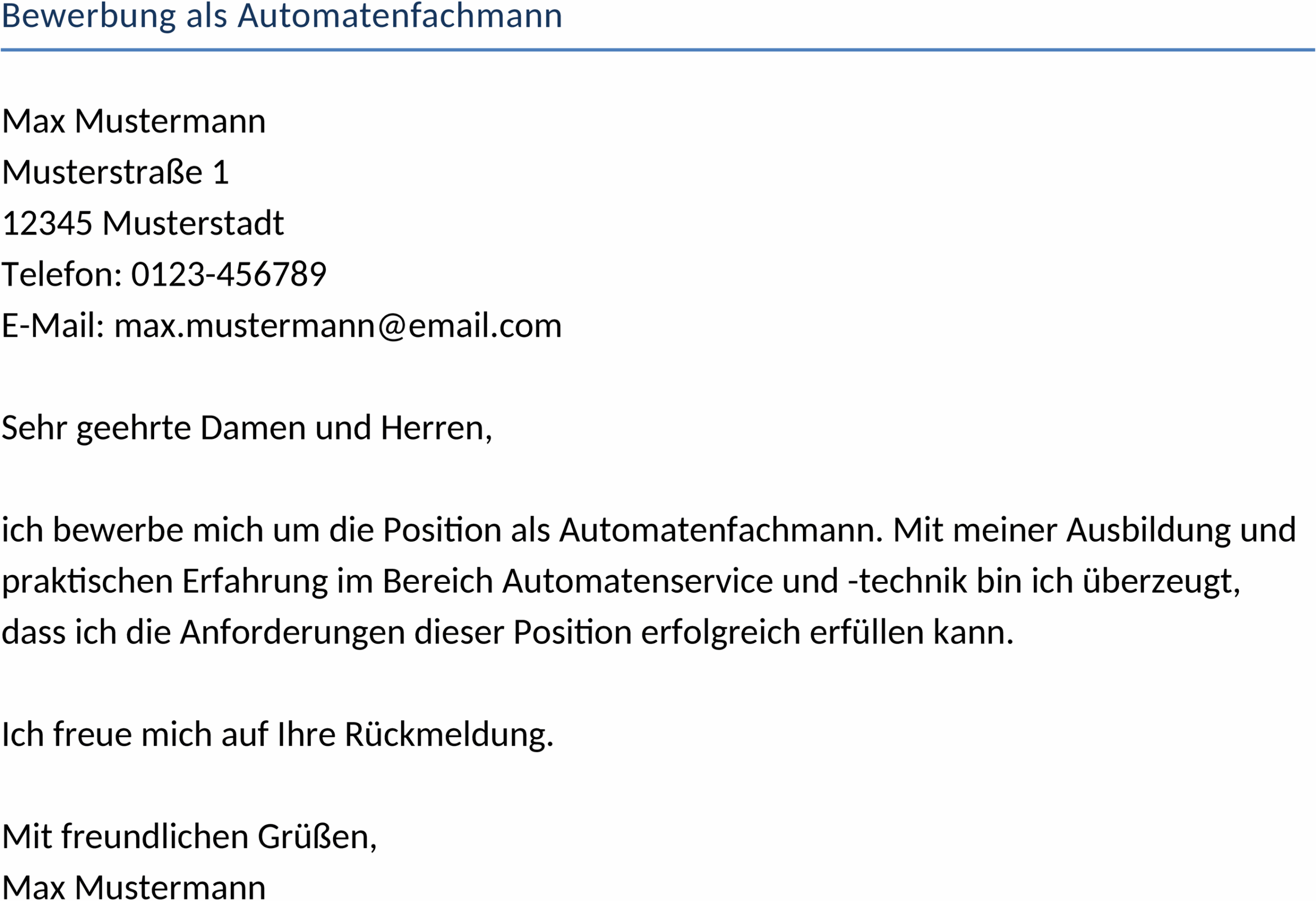 Bewerbungsvorlage für Automatenfachmann als Word-Datei