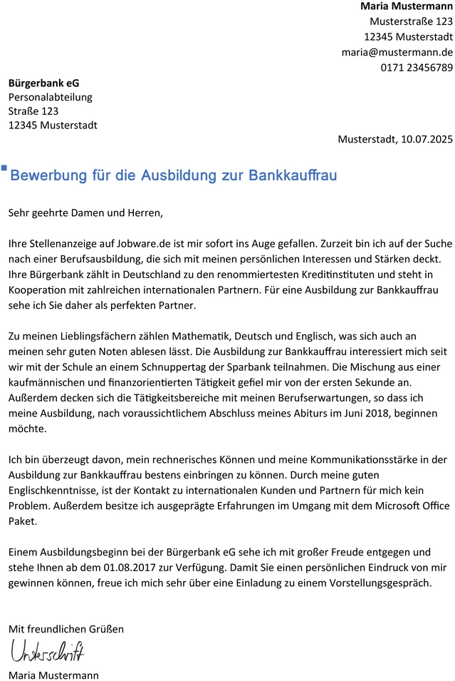bewerbung-bankkauffrau-ausbildung-vorlage