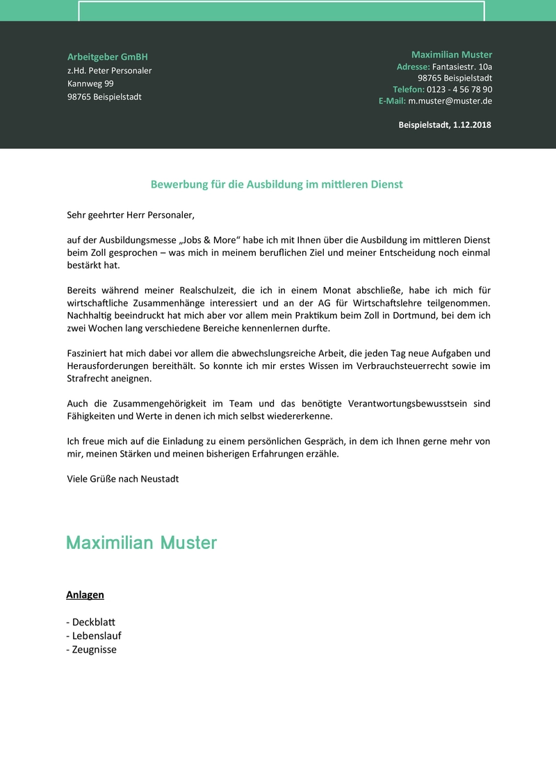 bewerbung-beim-zoll-vorlage