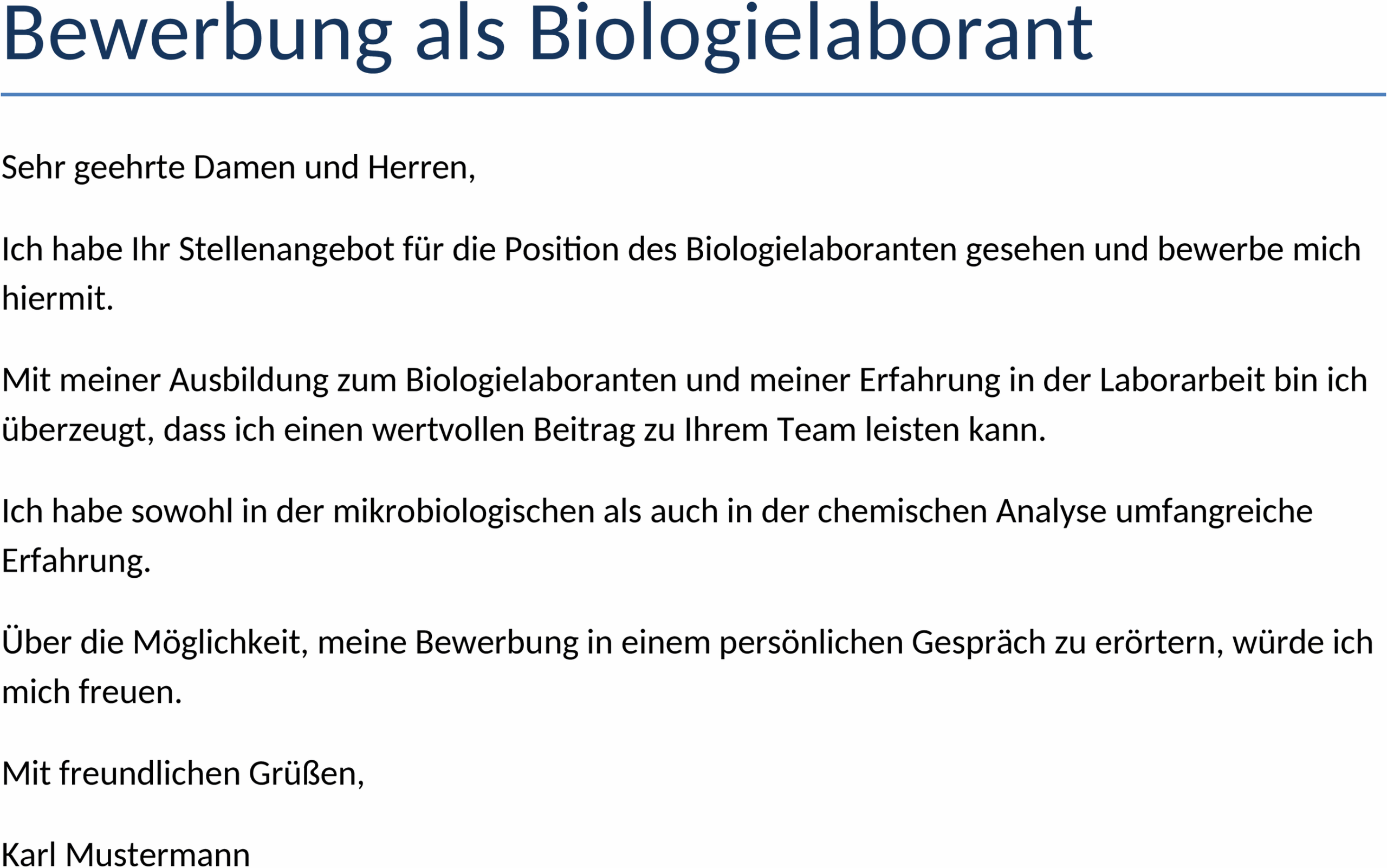 Word-Vorlage für Bewerbungen als Biologielaborant