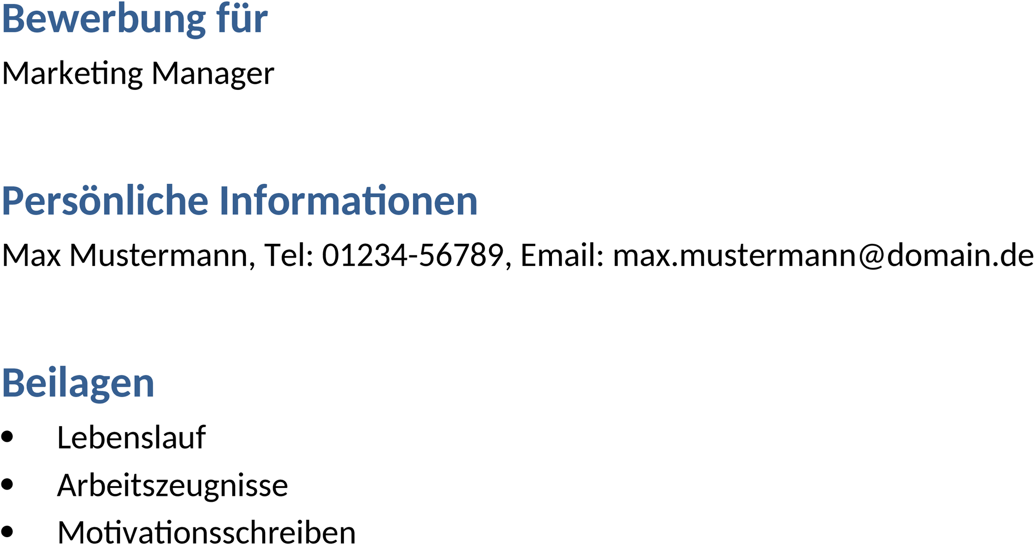 Bewerbung Deckblatt Vorlage Word Format