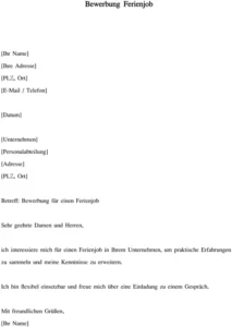 bewerbung-ferienjob-vorlage