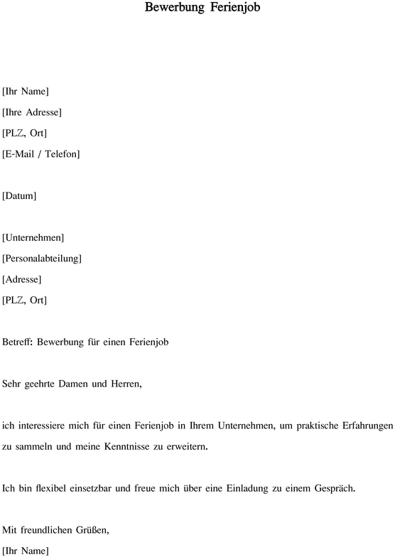 bewerbung-ferienjob-vorlage