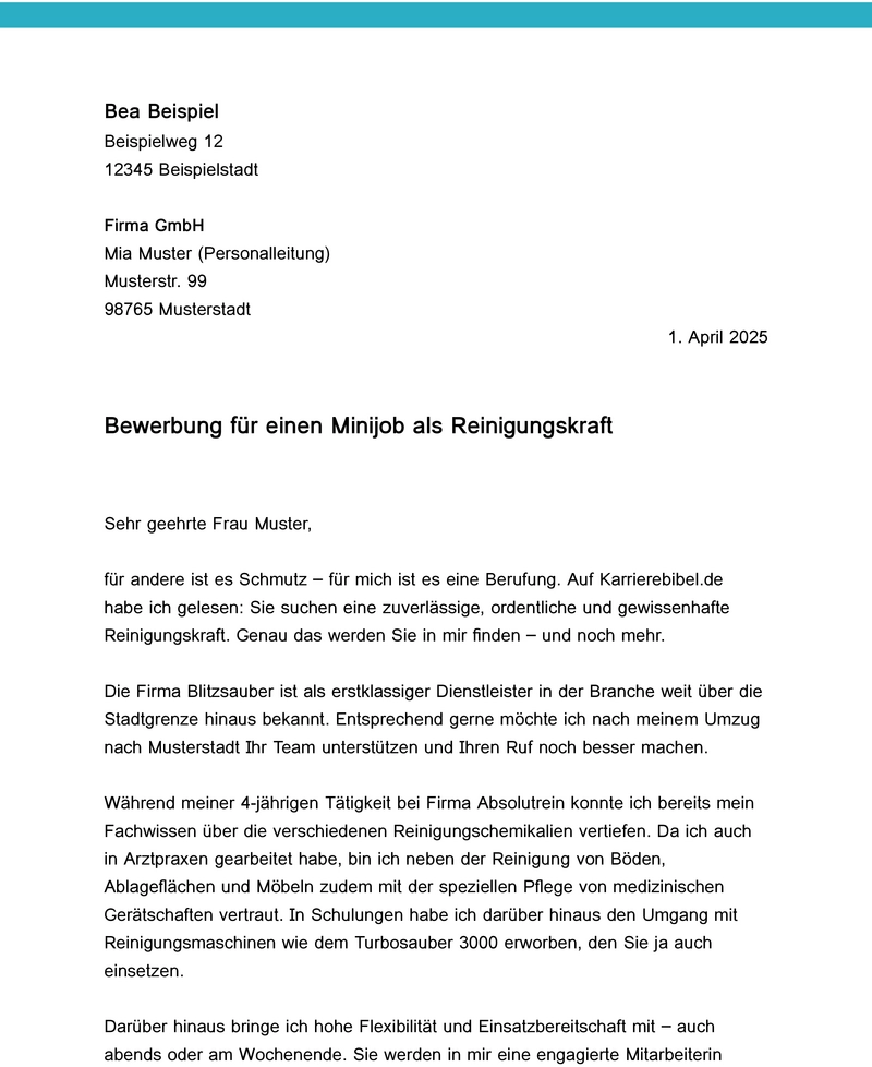 bewerbung-fuer-minijob-reinigungskraft-vorlage