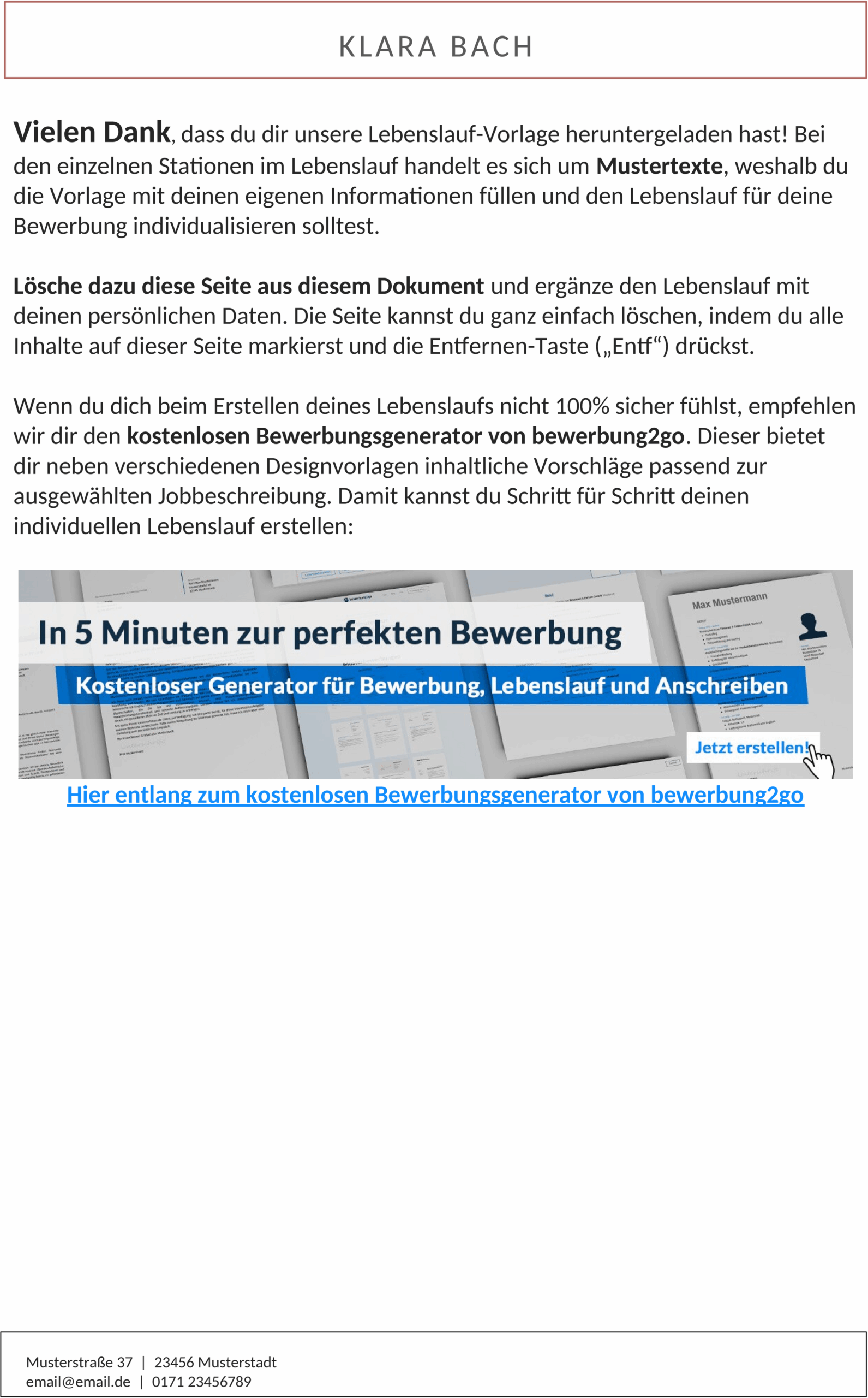 Bewerbung Lebenslaufvorlage Akademisch