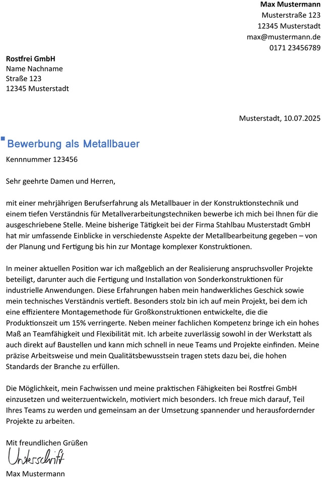 bewerbung-metallbauer-berufserfahren