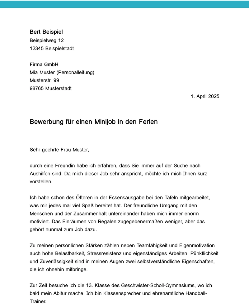 bewerbung-minijob-in-den-ferien-vorlage